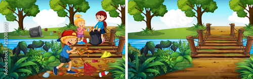 Before and After Cleaning the Park