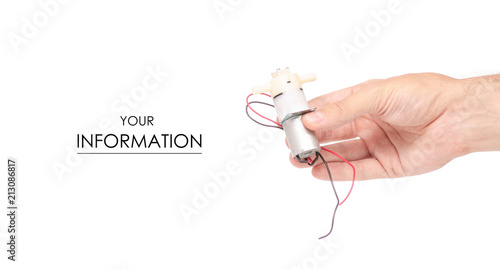 micro motor pump in hand pattern on white background isolation