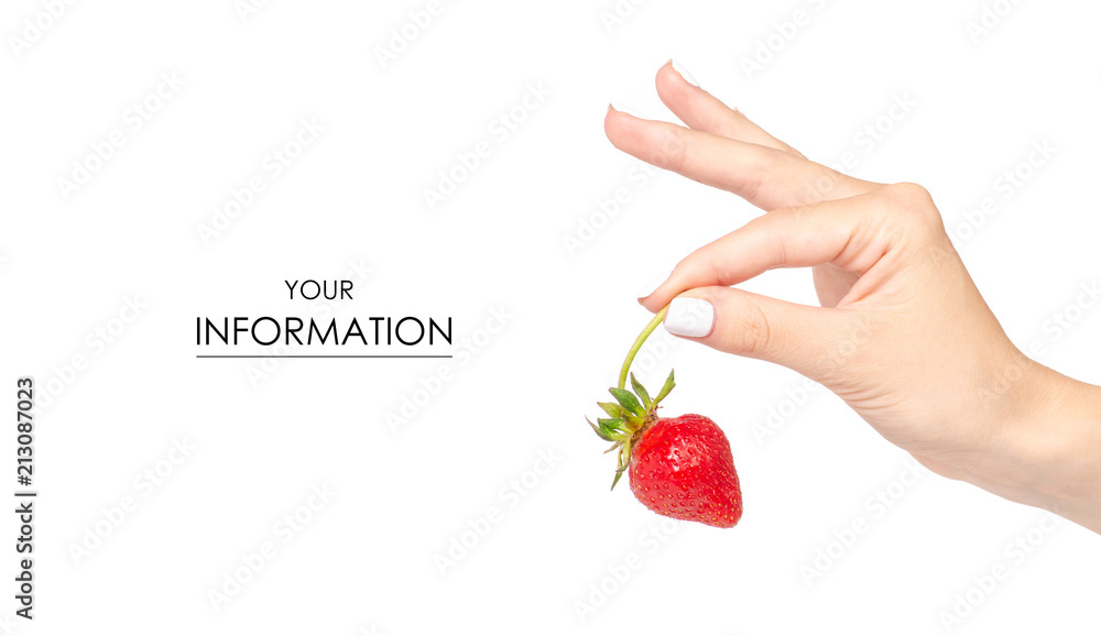 Obraz premium Strawberries in a hand pattern on a white background isolation