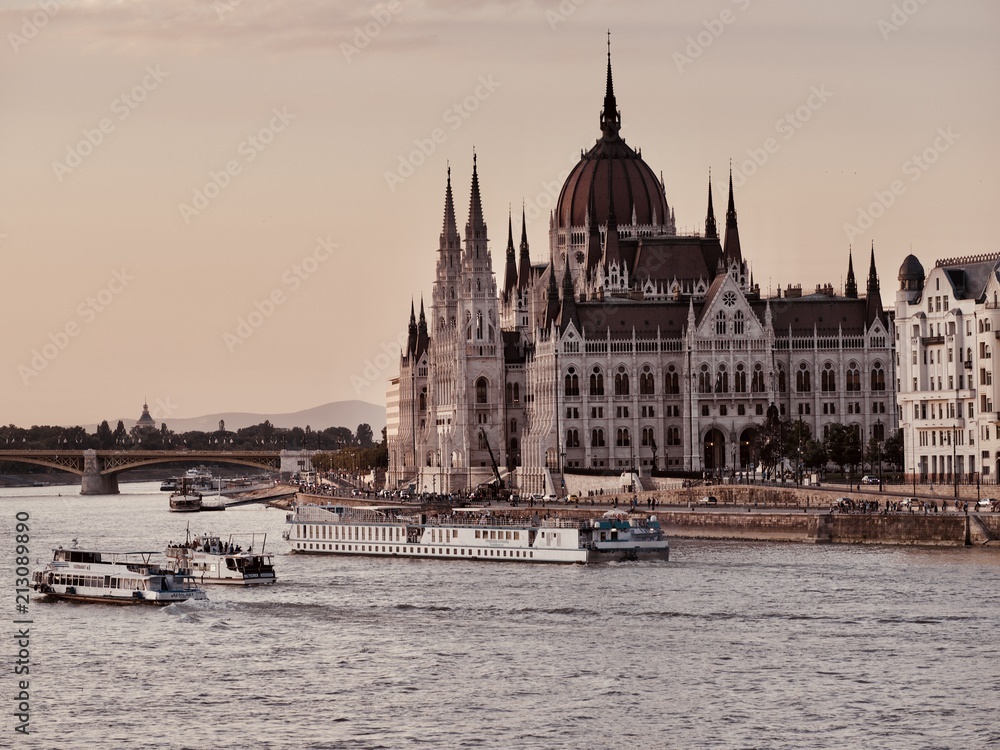Beautiful cityscape of Budapest and the Danube River during summer