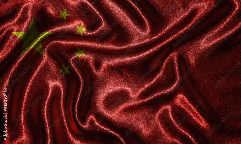 Obraz premium Wallpaper by China flag and waving flag by fabric.