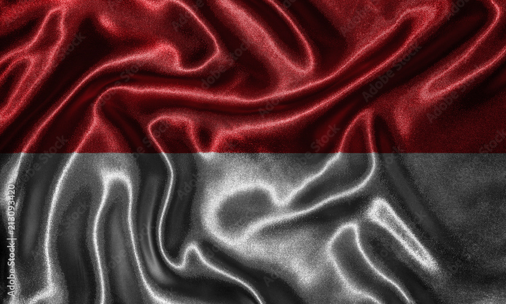 Obraz premium Wallpaper by Indonesia flag and waving flag by fabric.