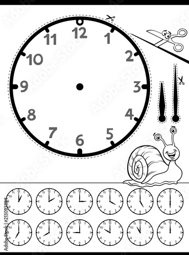 clock face educational worksheet for kids