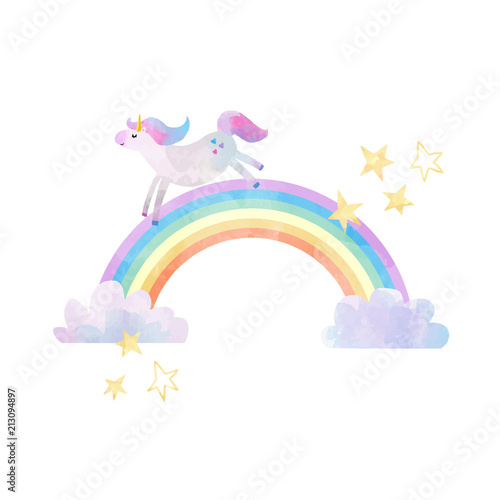 Watercolor unicorn vector illustration