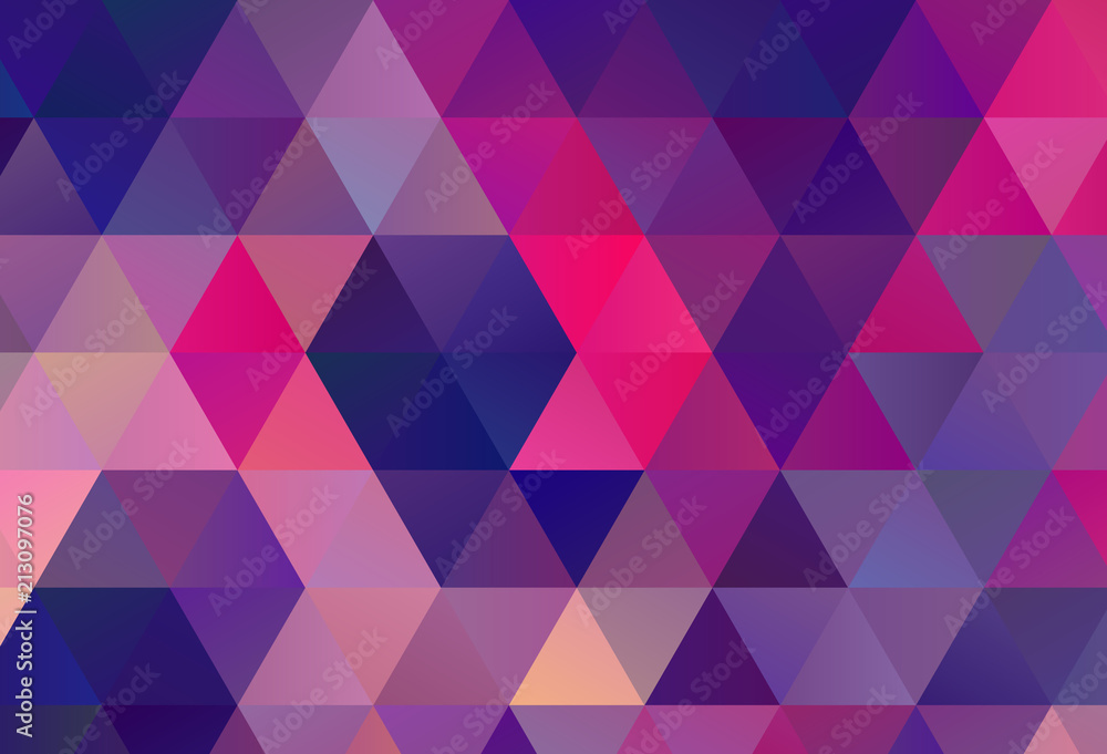 Fototapeta premium Bright ultraviolet geometric background with triangles of different shapes and scales. Triangulation pattern. 