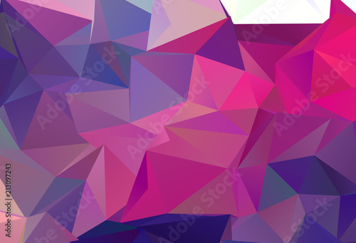 Bright ultraviolet geometric background with triangles of different shapes and scales. Triangulation pattern. 