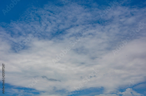 Fluffy White Clouds in Blue Sky 