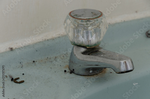 Dusty and dirty bathroom basin