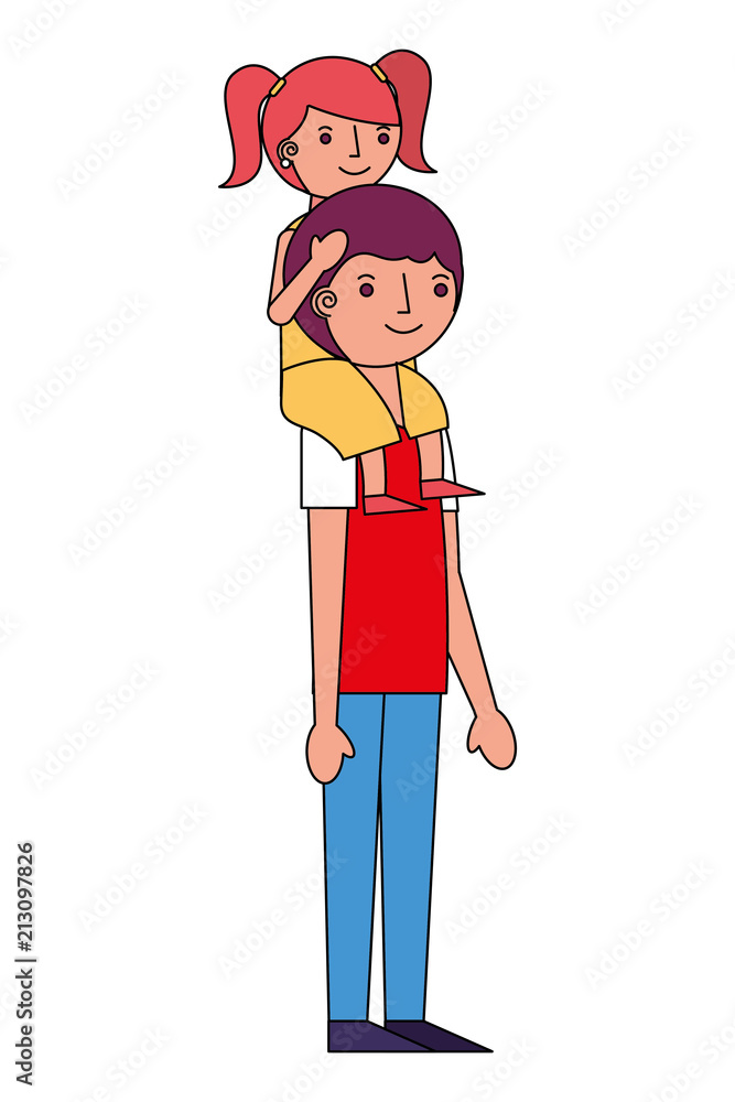 man carrying her daughter in shoulders man carrying her daughter in shoulders