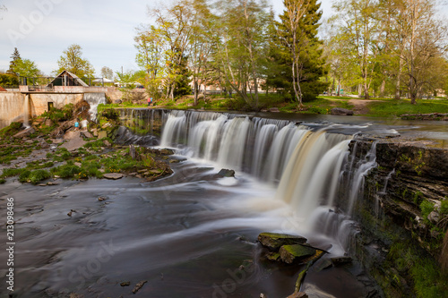 Keila waterfall in Estonia. Summer  long exposure ar daytime.