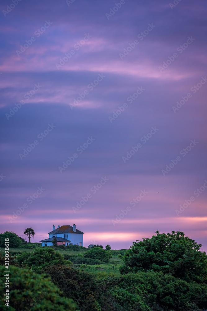 Secluded Cornish house at dusk