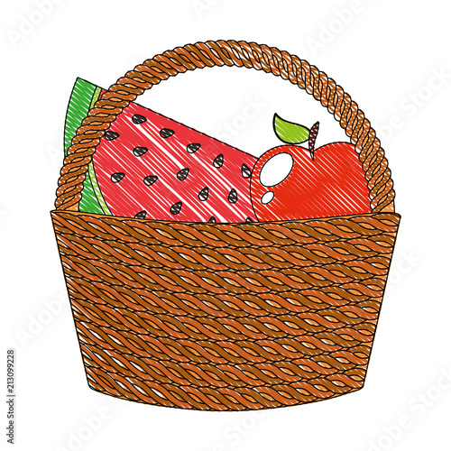 wicker basket with fresh fruits