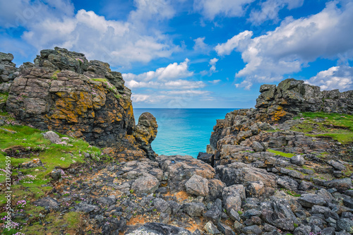 Large rock formations on the Cornish coast