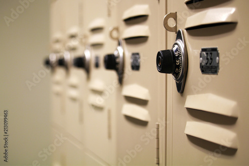 Row of lockers with shallow depth of field