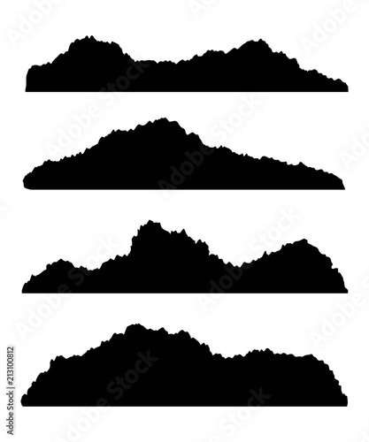 silhouette of a mountain black vector set isolated on a white background