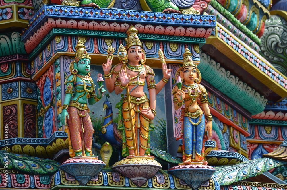 color temple Sri Mariamman thailand bangkok hinduism religion india sculpture gods