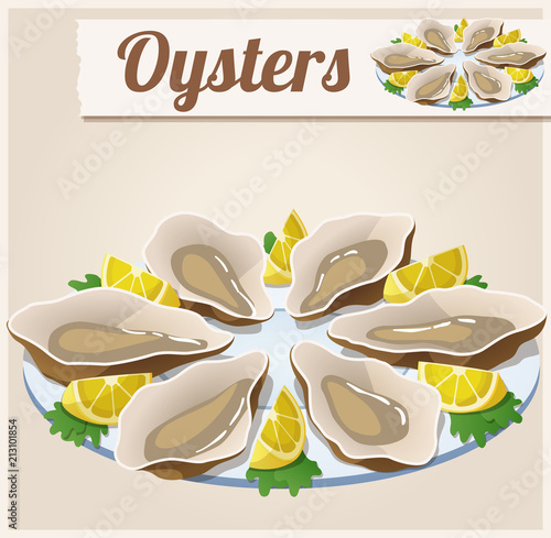 Oysters. Detailed Vector Icon