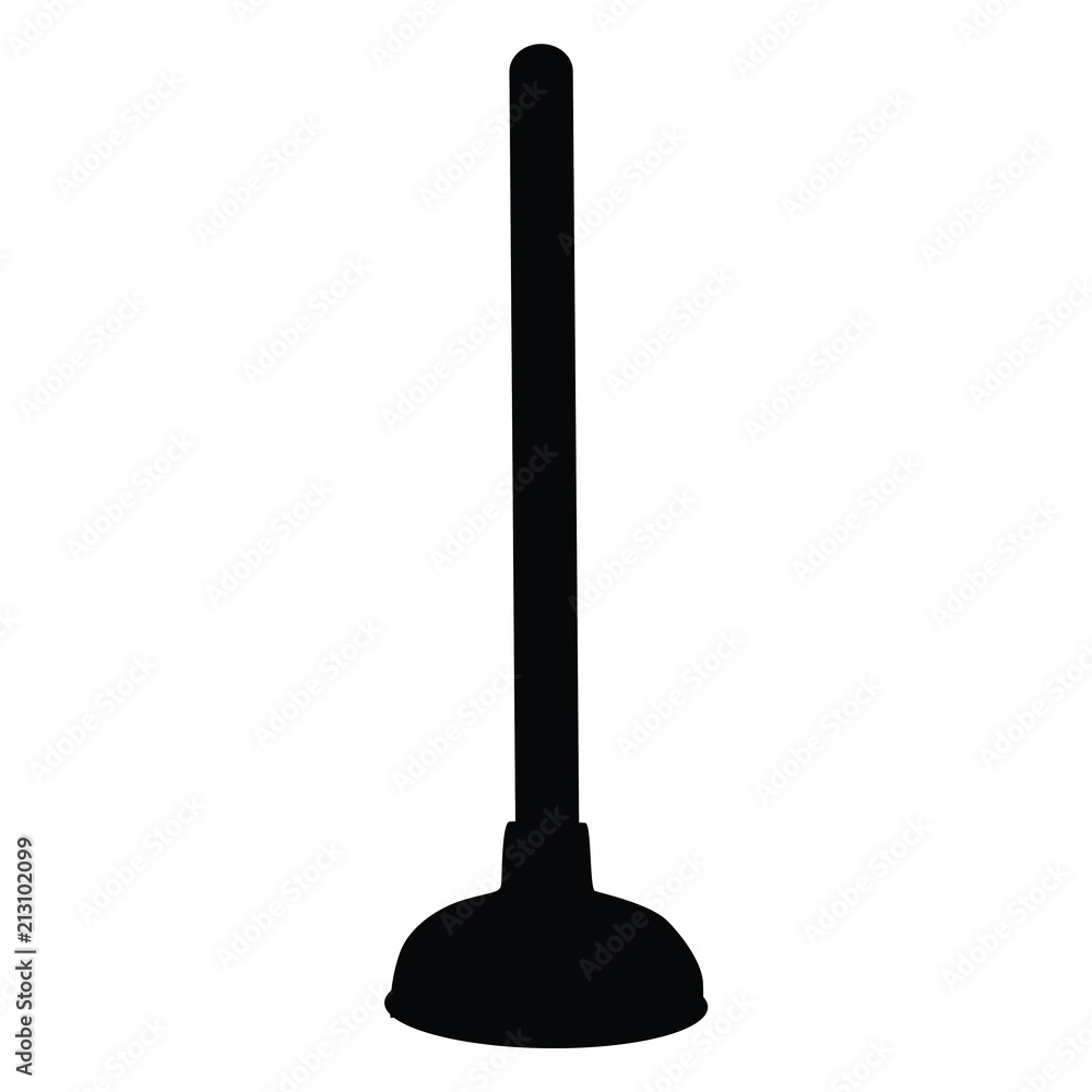 A black and white silhouette of a plunger A black and white silhouette of a plunger