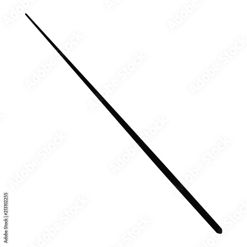 A black and white silhouette of a pool cue
