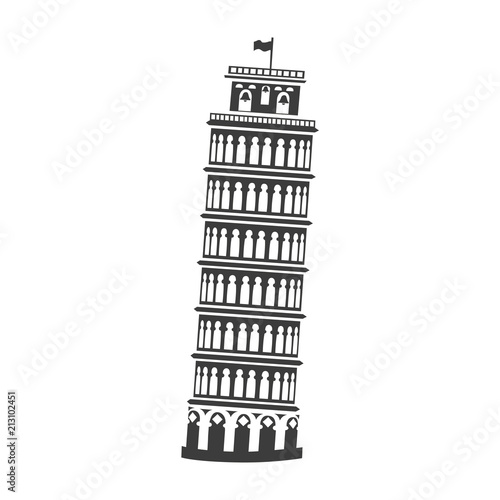 Vector icon of the Tower of Pisa