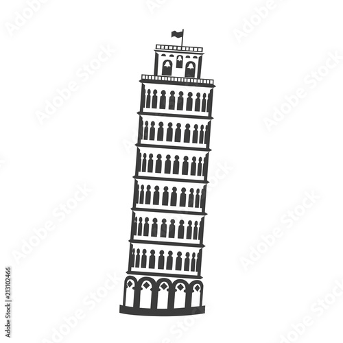 Vector icon of the Tower of Pisa