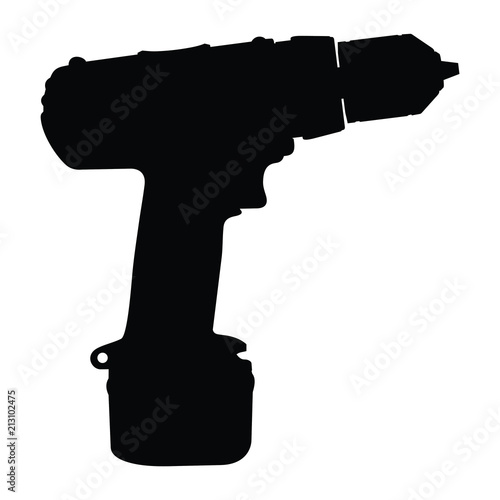 A black and white silhouette of a powerdrill