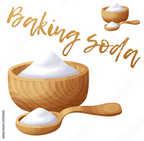 Baking soda. Cartoon vector icon isolated on white background. Series of food and drink and ingredients for cooking