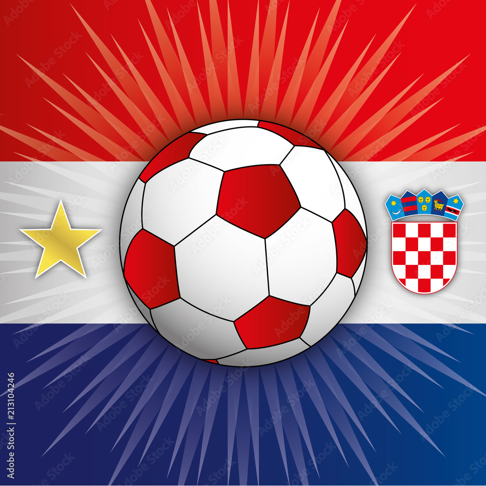 Croatia flag with football world cup symbols, 2018 Croatia flag with football world cup symbols, 2018