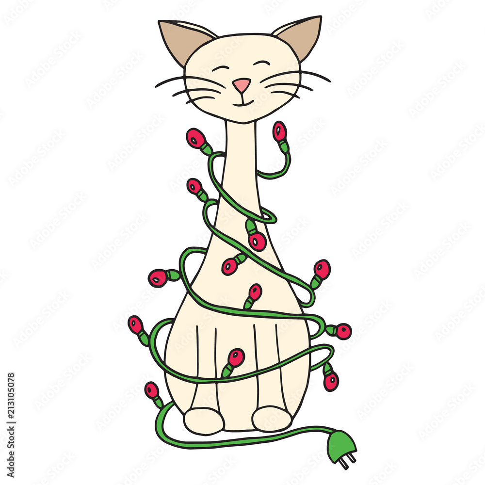 Christmas hot sale lights cat