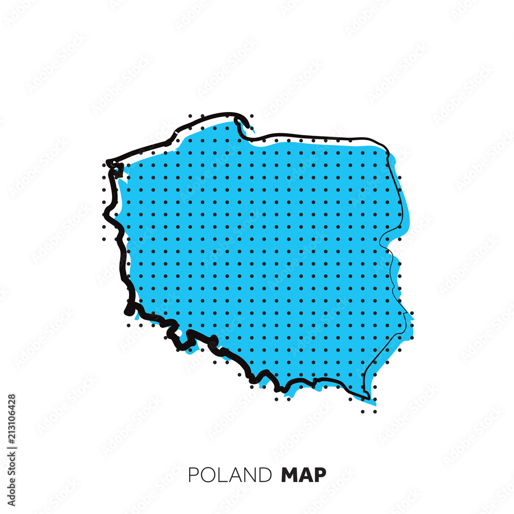 Poland vector country map. Map outline with dots.