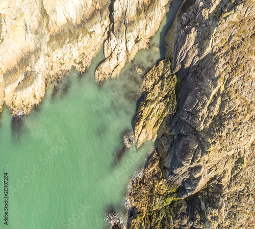 Aerial view of the beautiful coast at Amlwch, Wales - United Kingdom photo