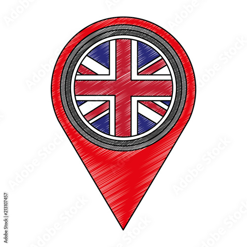Free Download pin location with flag of great britain icon - GFXLoad