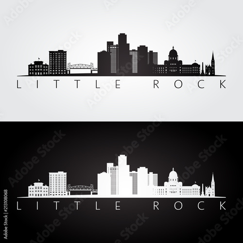 Little Rock, USA skyline and landmarks silhouette, black and white design, vector illustration.