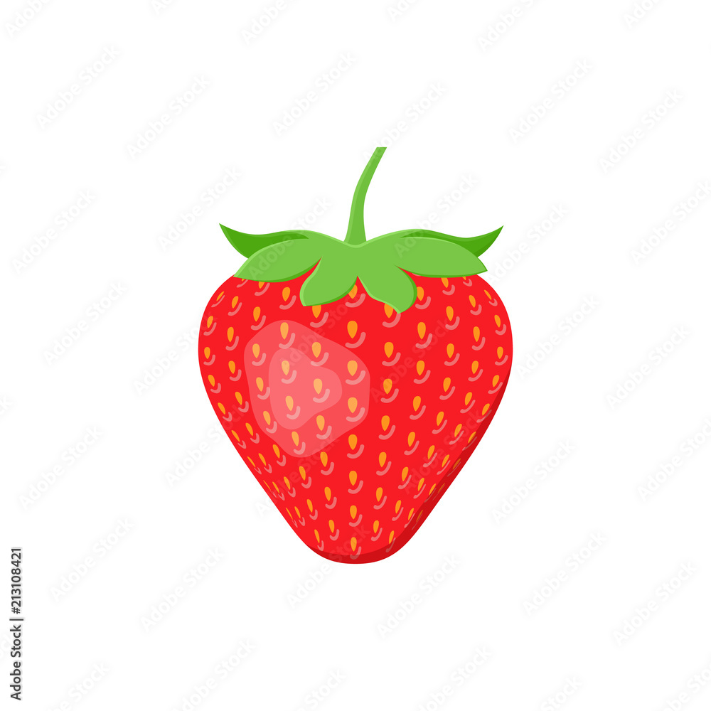Strawberry icon in flat design. Vector illustration. Sweet berry isolated on white background. Strawberry icon in flat design. Vector illustration. Sweet berry isolated on white background.