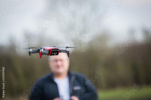 A drone hovering in the air