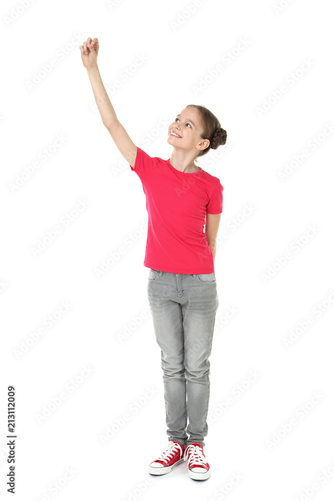 Cute young girl on white background Cute young girl on white background