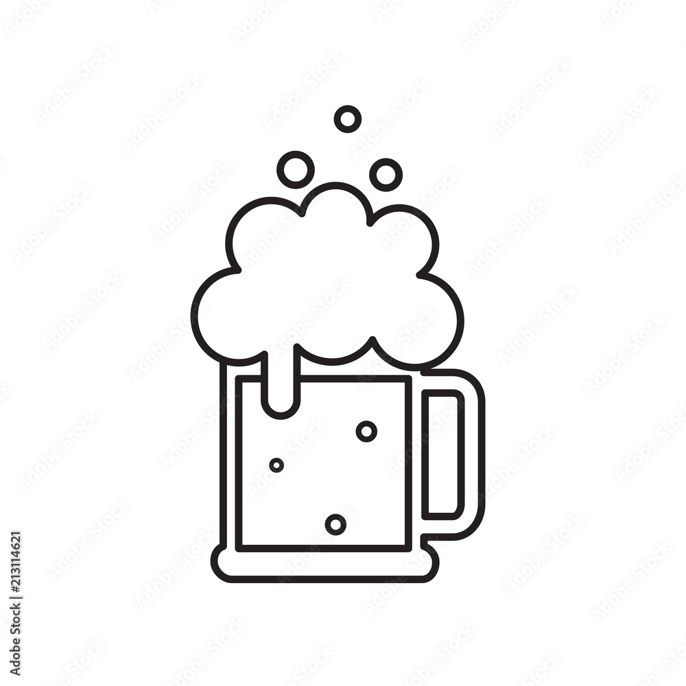 Beer mug with foam. Vector black beer icon. Symbol Template Logo. Isolated vector illustration. Beer mug with foam. Vector black beer icon. Symbol Template Logo. Isolated vector illustration.