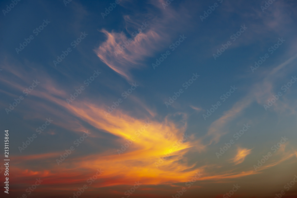 beautiful sunset and sky as background, colorful clouds