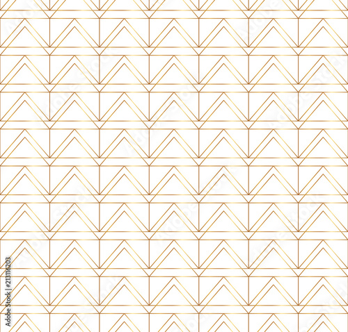 Seamless golden lines, geometric modern pattern. Background with triangles. 