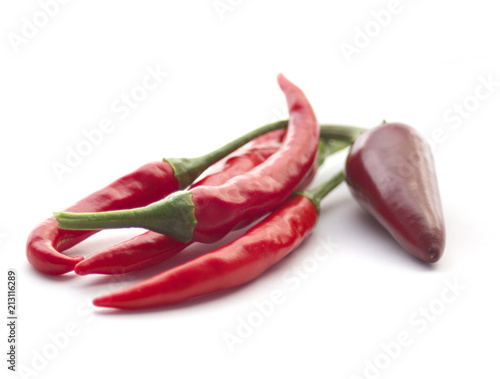 Red Hot Peppers isolated on white