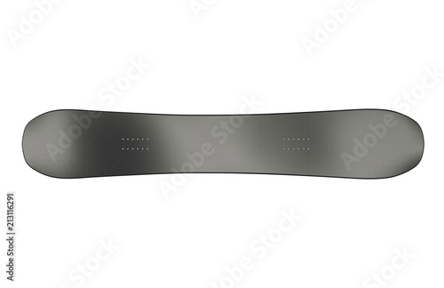 3D illustration snowboard on white background (top view)