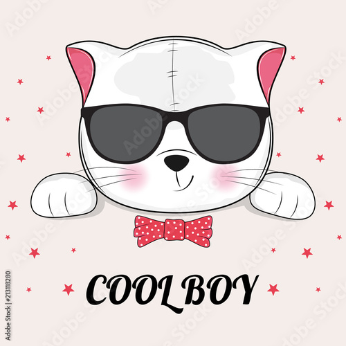 Drawing of a cool boy cat in glasses