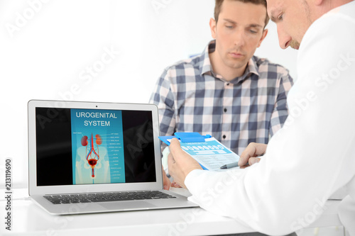 Fototapeta Naklejka Na Ścianę i Meble -  Man with health problems visiting urologist at hospital
