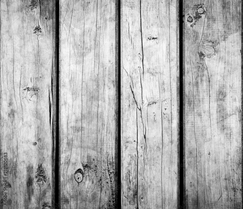 Naklejka premium Weathered Wooden Background Black and White