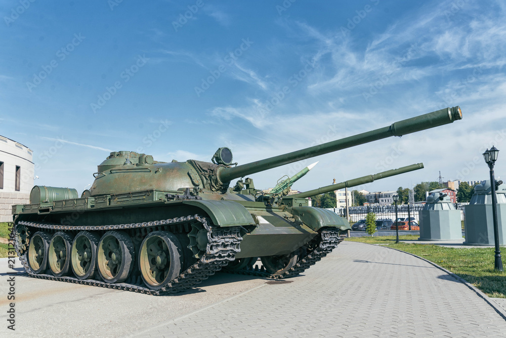 Military equipment. Russian tank with a cannon. Military equipment. Russian tank with a cannon.