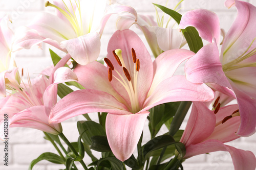 Beautiful blooming lily flowers, closeup view