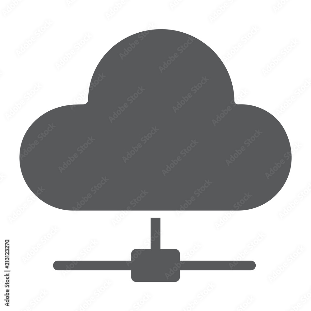 Cloud computing glyph icon, data and analytics, network sign, vector graphics, a solid pattern on a white background, eps 10. Cloud computing glyph icon, data and analytics, network sign, vector graphics, a solid pattern on a white background, eps 10.