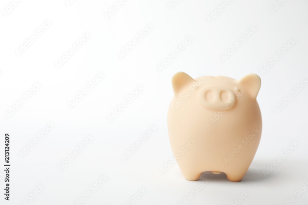 Cute piggy bank on white background. Money saving Cute piggy bank on white background. Money saving