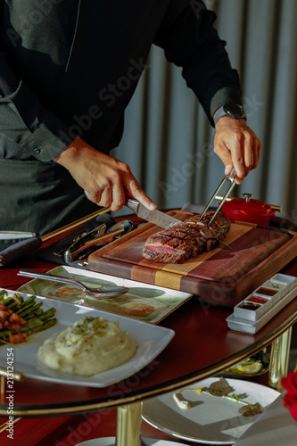 table side service at fine dining restaurant