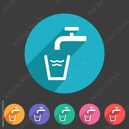 Drinking water point tap icon flat web sign symbol logo label